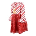 thumbnail image 2 of Girls Reindeer Stripe Sparkle Christmas Dress Outfit Clothes (12Y, Red), 2 of 5