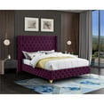 thumbnail image 3 of Maklaine Contemporary Upholstery Purple Velvet King Bed, 3 of 4