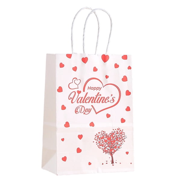Contenedores de almacenamiento, bolsos de mano con forma de corazón para San Valentín, bolsas de papel kraft, bolsas de regalo, bolsas de pan, bolsas de dulces, bolsas de compras
