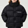 thumbnail image 3 of Teylalorva Girls Outerwear Jackets Stand Collar Zip Up Thick Warm Puffer Coat Long Sleeve Winter Outerwear（1-11） Black Size 12M, 3 of 8