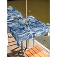 thumbnail image 2 of Outdoor Tablecloths with Umbrella Hole & Zipper, Navy Blue Coastal 60x60 Inch Square Tablecloths, Summer Beach Nautical Starfish Coral Vintage Waterproof Table Cloth, Patio/Pool/Picnic Table Covers, 2 of 8