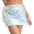 thumbnail image 3 of Yartina Womens Sparkle Sequin Mini Skirt Sexy Bodycon Mini Skirt Clubwear Gradient Blue L, 3 of 7