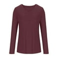 thumbnail image 3 of Ashirexll Long Sleeve Tops for Women Plus Size Long Sleeve V-Neck Shirts Fall Fashion Basic Layering Slim Soft Thermal Underwear Tops Wine 3XL, 3 of 5