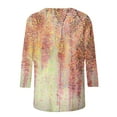 thumbnail image 5 of Women's 3/4 Sleeve Loose Fit Flowy Tunic Tops Dressy Casual Tops Gradient Floral Print Shirts Fashion Spring Elegant Shirts Summer Clothes for Teen Girls Round Neck Blouse Vintage Pink T Shirts XXXL, 5 of 5