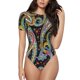 thumbnail image 1 of Balery Watercolor Romantic Paisley Body de cuello redondo de manga corta para mujer Tops de manga corta Tops básicos-X-Large, 1 of 7