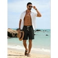thumbnail image 5 of GIRUNS Men's Linen Shorts Casual Summer Beach Drawstring Elastic Waist Shorts with Pocket Black XL, 5 of 7