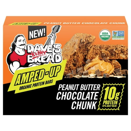 Dave's Killer Bread Amped-Up Peanut Butter Chocolate Chunk Organic Protein Bars, 4 Count