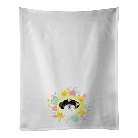 Shih-Tzu Black and White #4 Easter White Kitchen Towel Set of 2 19 in x 28 in