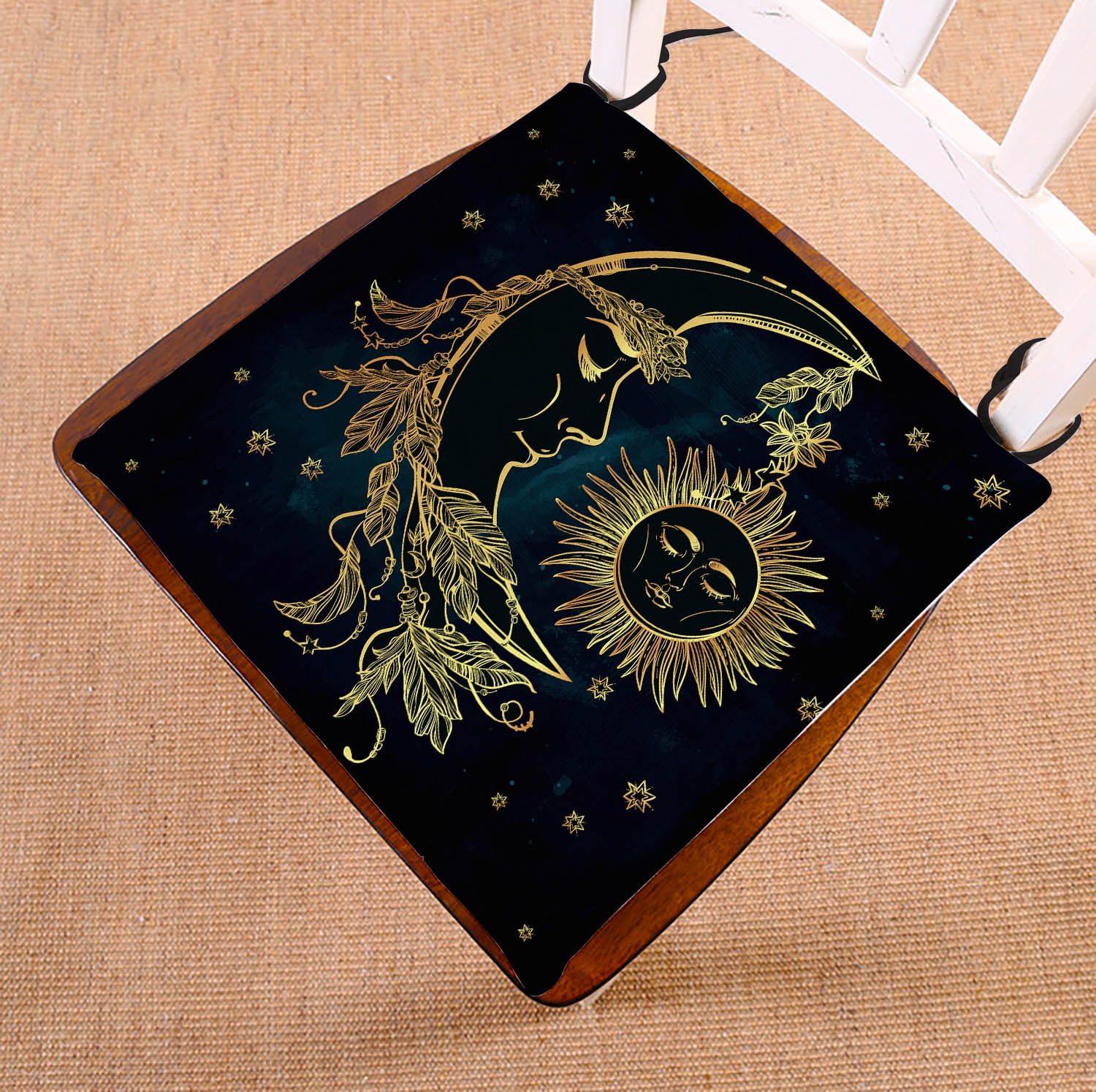 YKCG Sun and Moon Stars Starry Night Seat Cushion Chair Cushion Floor