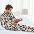 thumbnail image 6 of Naloa Daisies Flowers Men’s Pajamas Set - Long Sleeve Button Down Sleep Shirt and Pajama Bottoms Sleepwear Set-, 6 of 7