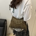 thumbnail image 5 of XINXIAOO Women's Retro Messenger Bag with Fringe & Studs, Casual Crossbody Shoulder Purse for Daily Use, 5 of 7