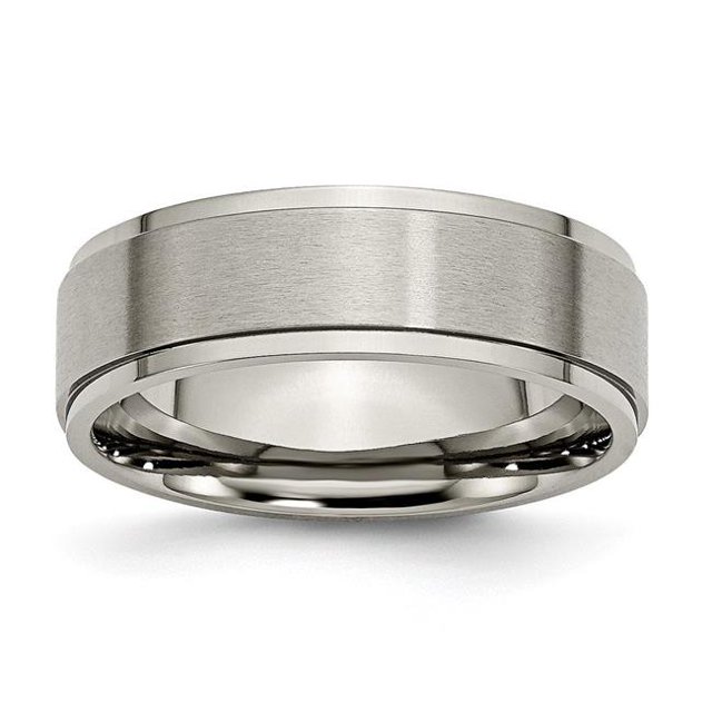 7 mm Titanium Ridged Edge Brushed & Polished Band, Size 6