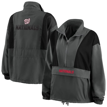 Women s WEAR by Erin Andrews Charcoal Washington Nationals Packable Half-Zip Jacket