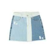 WONDER NATION EB Wonder Nation Girls Kids Patchwork Denim Skirt, Sizes 4-18 And Plus