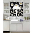 thumbnail image 4 of Botanical Daisy Kitchen Curtains Sets 24 Inch Length with Valance, Spring Flowers Branch Stems Swag Valances and Tiers Curtain Set Drapes Swag Curtains for Living Room, Bathroom, Bedroom, Cafe, 4 of 6
