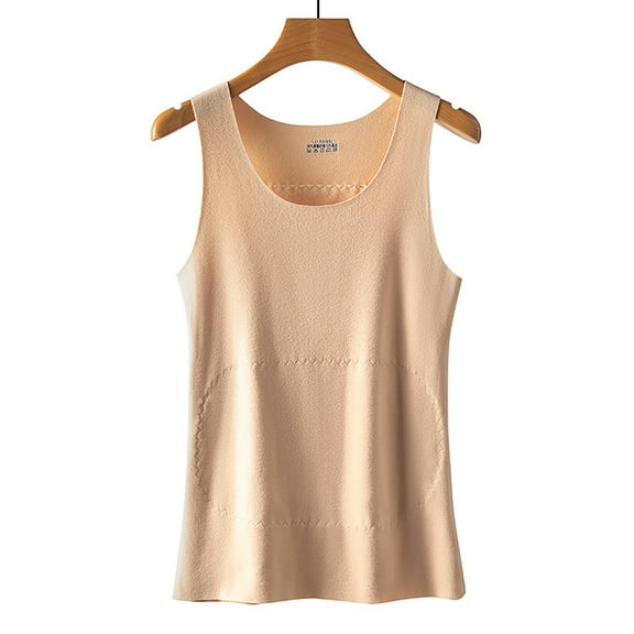 Uaswgudfs Women's Thermal Vest Sleeveless No Pill Fleece Lined Winter Warm Base Layer Tank Top Cozy Seamless Knit