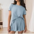 thumbnail image 2 of beishanbush Clothing 2025 Women Pajama Sets Under $10 Womens Pajamas 2 Ribbed Knit Short Sleeve Sleepwear Set, 2 of 4