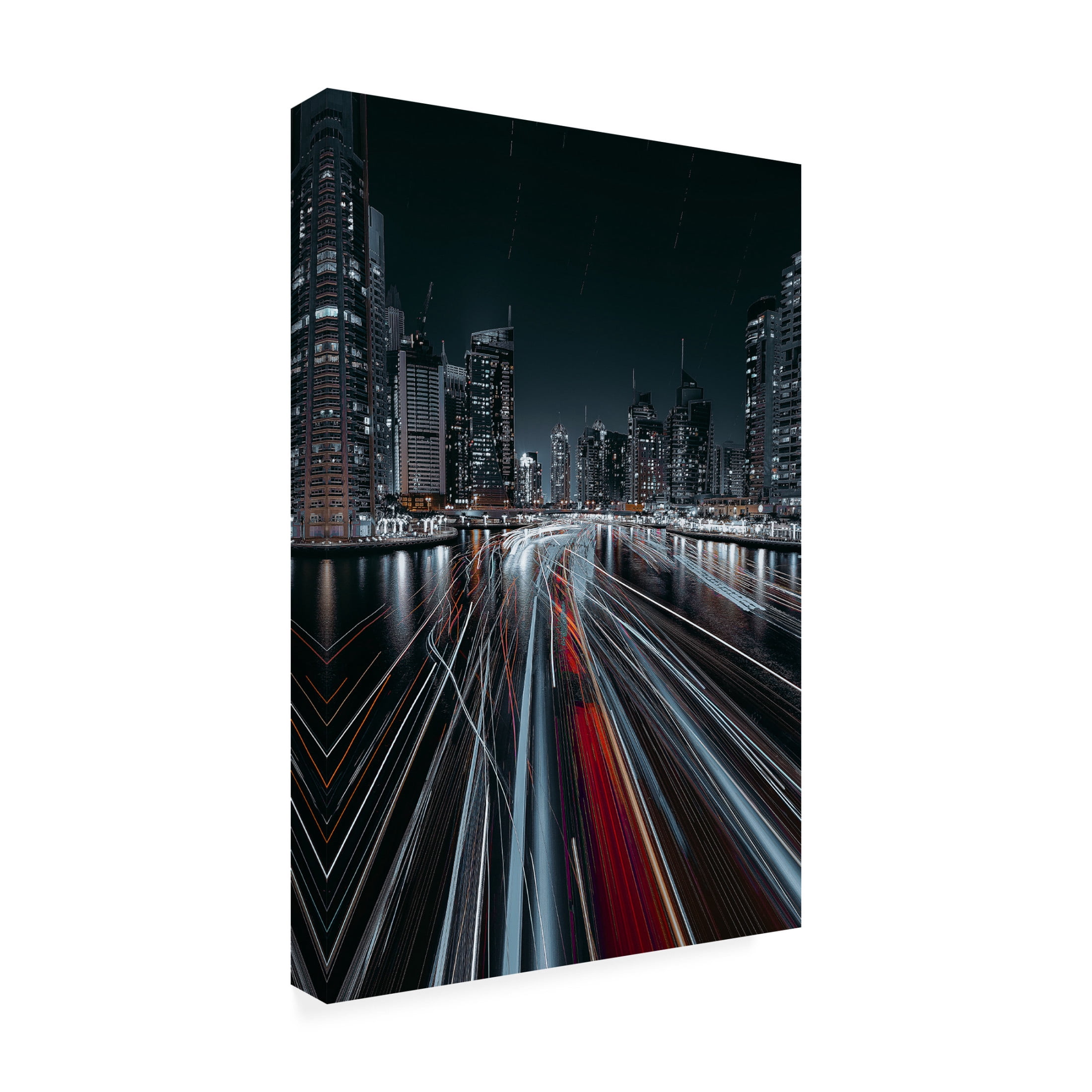 Canvas Wall Art - Carmine Chiriaco 'Traffic Jam In The Dubai Canal' Wall Art for Living Room, Bedroom, or Office Décor by Trademark Fine Art - 22 x 32 Inches
