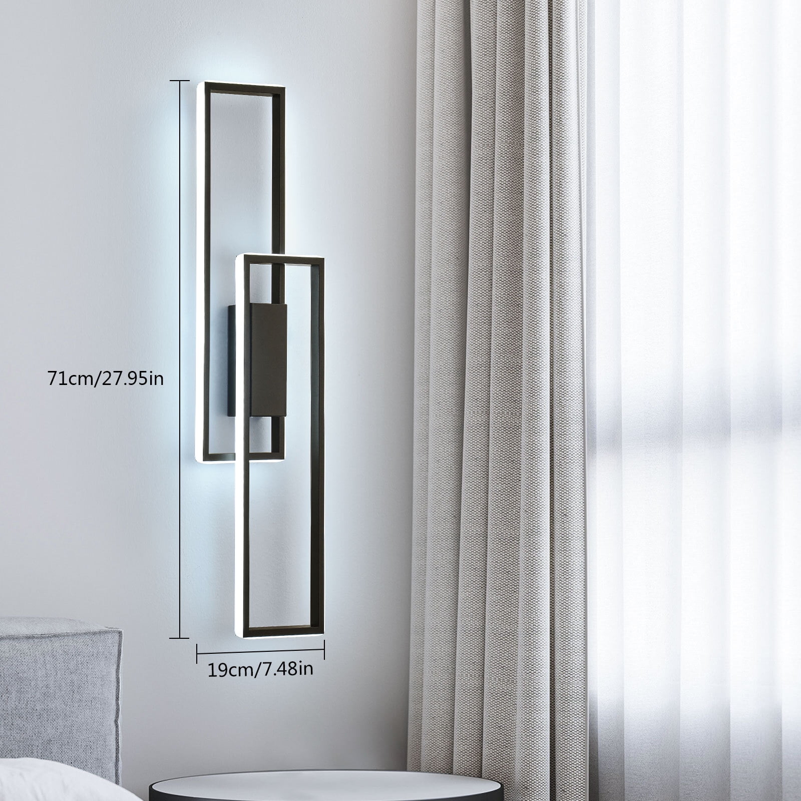 LED Wall Light Modern Acrylic Metal Wall Sconce Lighting Fixture Remote Control 7.48*27.95in for Bedrooms, Living Rooms, Dining Rooms