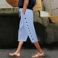 thumbnail image 3 of Capri Pants for Women Spring Summer Relaxed Fit Lightweight Elastic Waist Straight Leg Cropped Pants Capris with Pockets, 3 of 9