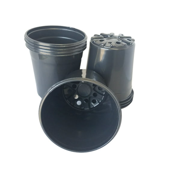 Landmark 6.5" Diameter x 6.5" Deep Round Black Plastic Plant Pots - Qty. 100