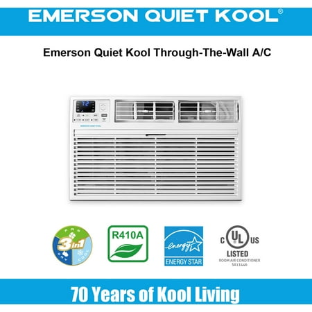 Emerson Quiet Kool 230V 10,000 BTU Smart Through-the-Wall Air Conditioner with Remote, Wi-Fi, and Voice Control