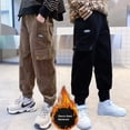 thumbnail image 3 of Pantalones con forro polar a la moda para niños, ropa deportiva de estilo otoño/invierno 2024, pantalones deportivos medianos a grandes para niños, 3 of 5