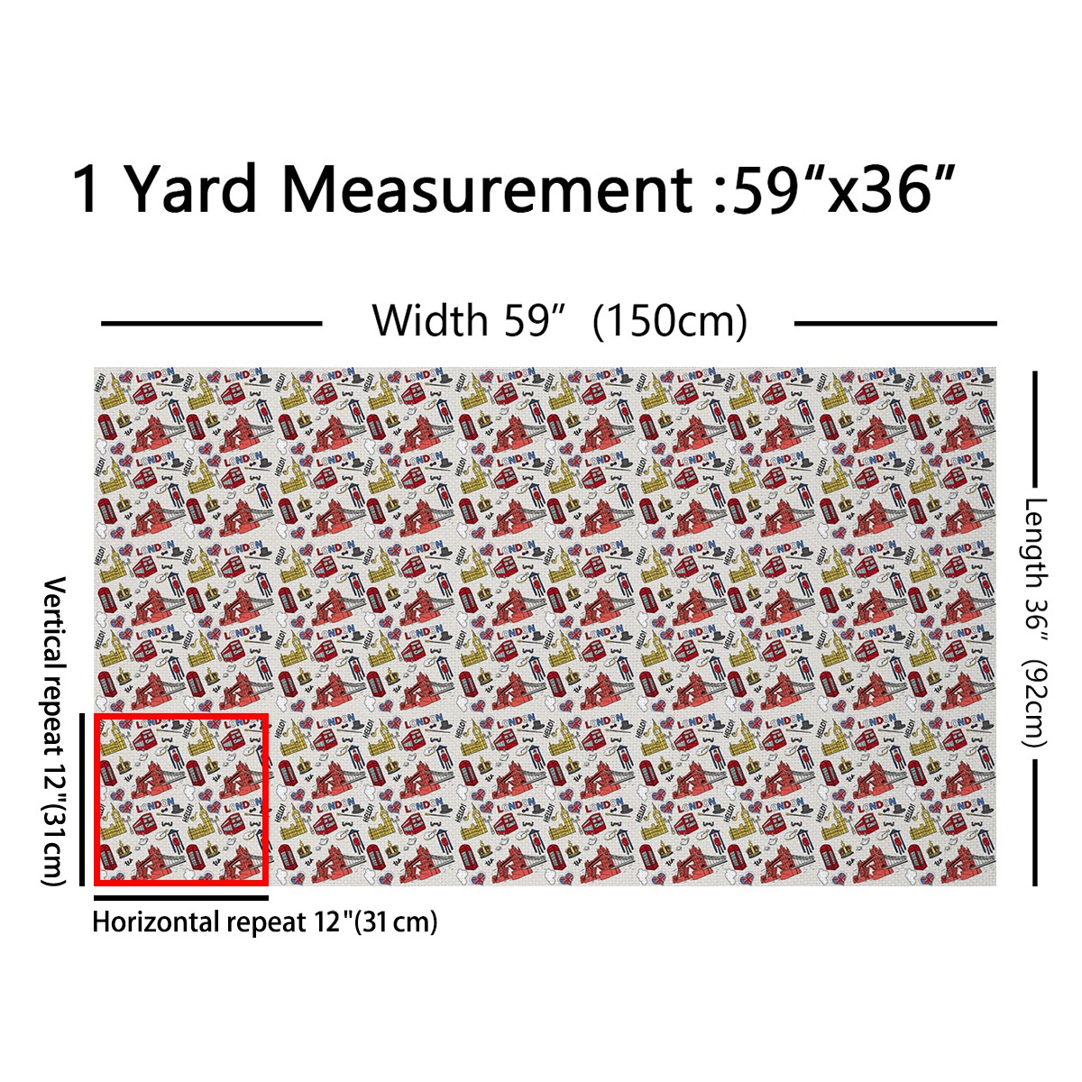 Feelyou London Street Fabric by the Yard 10 Yards, Cartoon City Buildings Home Decor Fabric by the Yard, Romantic Style Sewing Fabric, Microfiber Bedroom Decor