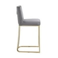 thumbnail image 4 of Counter Height Bar Stools with Backs Set of 2 for Kitchen, Mid-Century Modern Velvet Fabric Kitchen Stools with Gold Metal Chrome Base for Counter Pub, Farmhouse Upholstered Chairs Dining Chairs, Gray, 4 of 7