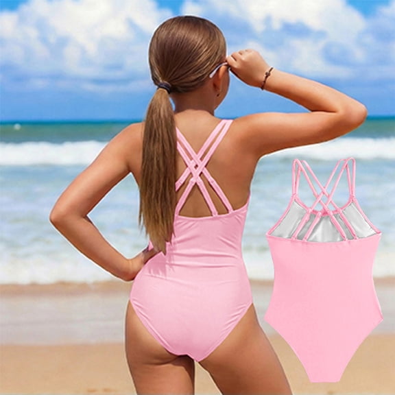 Teen Girls Swimsuits Gold Bathing Suit One Piece Cute Bathing Suits for Teens 11-12 Years