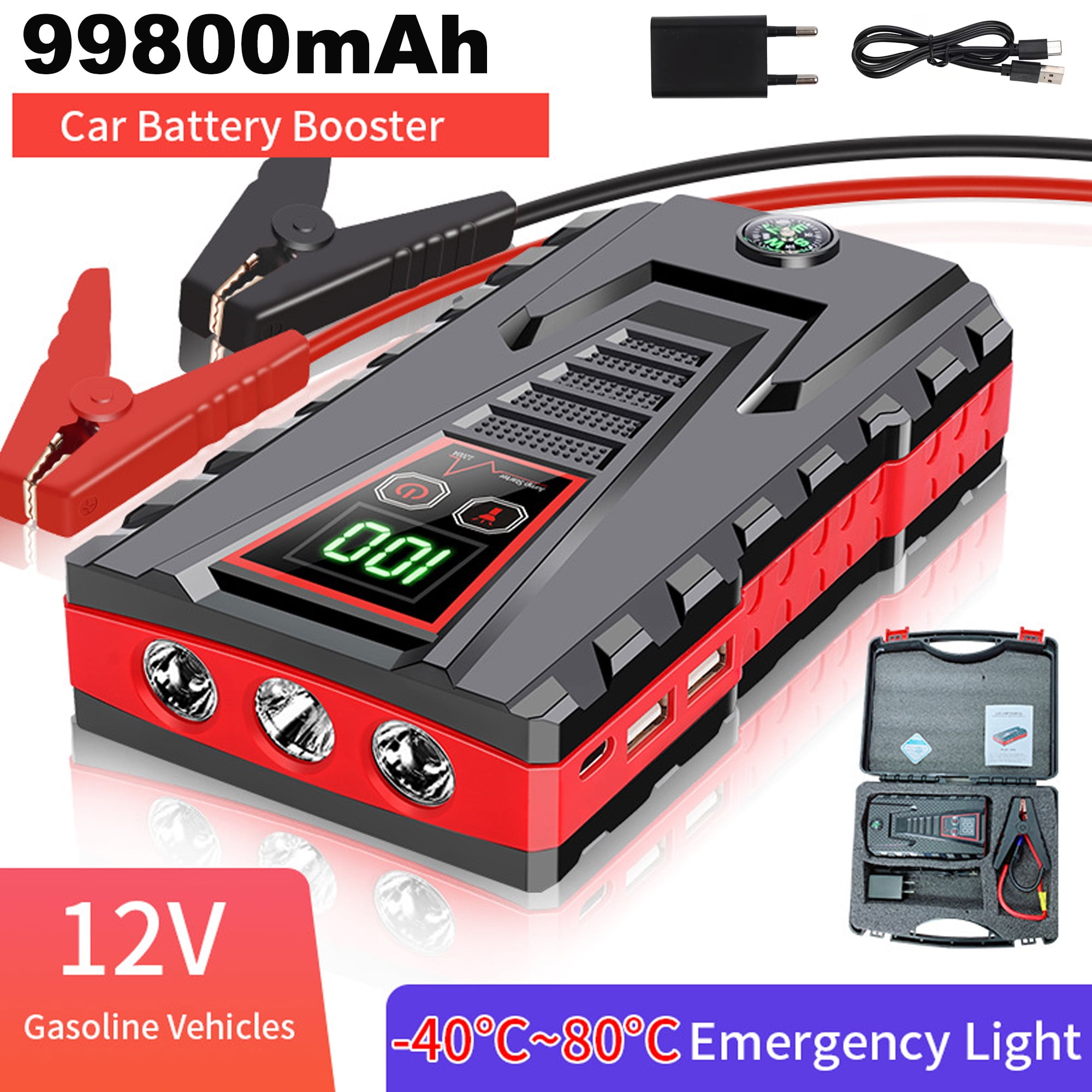 Audessy Portable Car Jump Starter 5000A Peak 99800mAh Battery Jump Starter,Booster Jumper Power Bank Battery Charger W/ LED Light