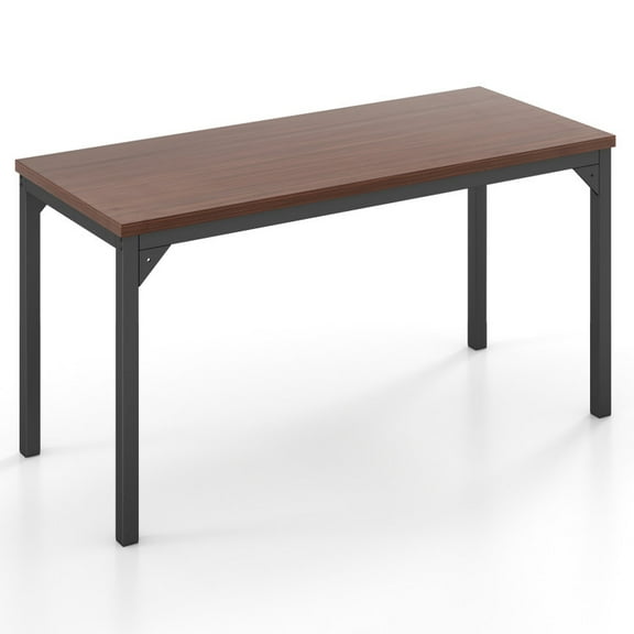 Topcobe 55" Conference Table with Heavy-Duty Metal Frame, Writing Table Workstation, Ideal for Working and Studying, Brown