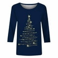 thumbnail image 3 of Patlollav Christmas Womens Winter Tops Loose T-Shirt Round Neck 3/4 Sleeves Blouse, 3 of 6