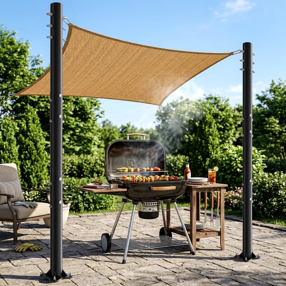 Diddaport 10 FT Shade Sail Pole,Outdoor Heavy Duty Post Kit,Metal Sun Shade Sail Support Post Canopy,Backyard,Deck,Concrete Mount-2 Pack