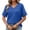 Blue, variant on Womens Boho V-Neck T-Shirts Short Eyelet Sleeve Loose Fit Top Spring Summer Fashion Beathable Daily Wear 2026