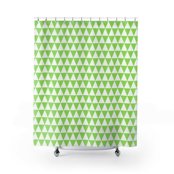 Shower Curtain, Green and White Shower Curtain, Bathroom Decor