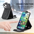 thumbnail image 5 of SaniMore for iPhone 15 Plus Magnetic Closure Top & Bottom Flip Wallet Case, Premium PU Leather Cover with Car Mount Card Slot & Adjustable Kickstand Full Body Protective Shell, Black, 5 of 8