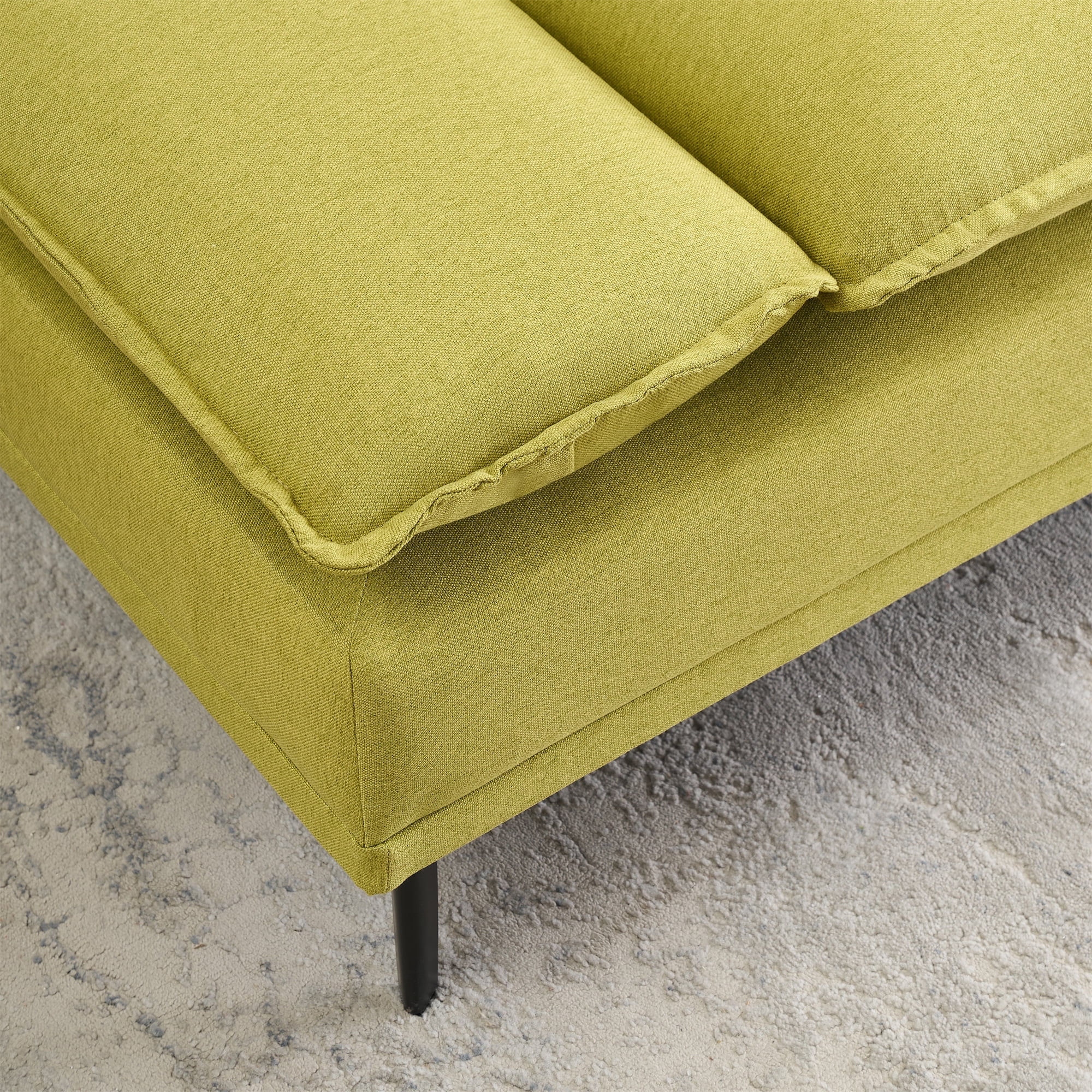 Aukfa 91" Modern Comfy Sofa Adjustable Armrest 3 Seat Deep Seat Couch for Living Room, Linen, Green