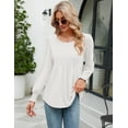 thumbnail image 6 of ZHENWEI Women's Fall Puff Long Sleeve Tunic Tops Pleated Crew Neck T-Shirts Casual Loose Blouse with Smocked Cuffs, 6 of 7