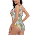 thumbnail image 4 of Picia Skateboard Pattern Women's One Piece Swimsuits,One Shoulder Swimwear Asymmetric ,Ruffle Monokinis Bathing Suits,High Waisted Flattering Bathing Suits-XX-Large, 4 of 8