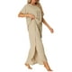 thumbnail image 4 of Pijamas Casual de Manga Corta para Mujeres INSPIRE CHIC Conjunto Suelto de Camiseta y Pantalones Largos 2 Piezas L Color Caqui Claro, 4 of 6