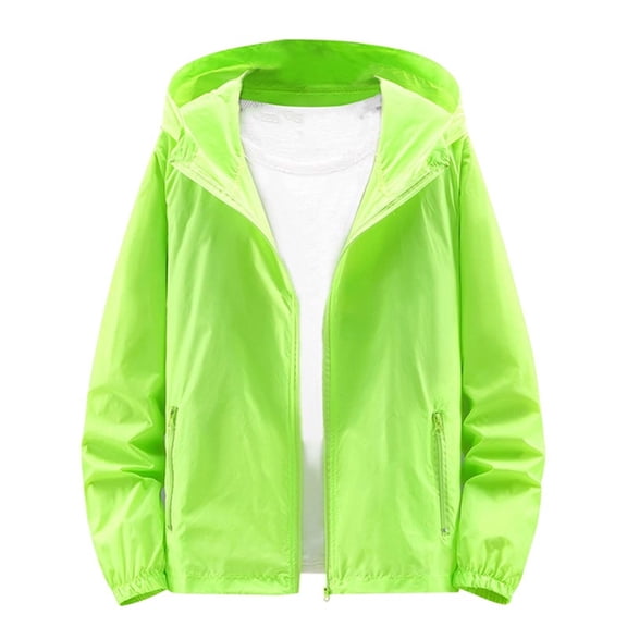 Mens Light Weight Hoodie Jacket Sun Protection Zipper Long Sleeve Coat Quick Dry Big and Tall Shirts Fishing Outdoor 4XL
