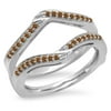 Dazzlingrock Collection 0.30 Carat (ctw) 14K Champagne Diamond Ladies Wedding Enhancer Guard Ring 1/3 CT, White Gold, Size 10