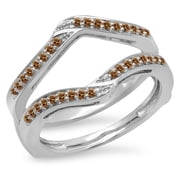 Dazzlingrock Collection 0.30 Carat (ctw) 14K Champagne Diamond Ladies Wedding Enhancer Guard Ring 1/3 CT, White Gold, Size 10