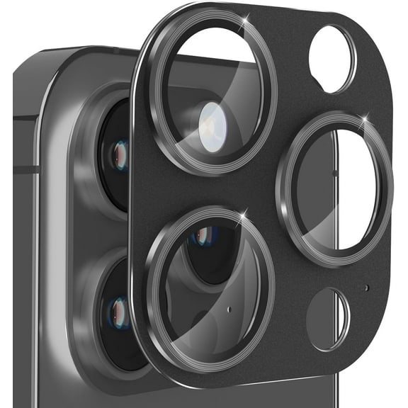 for iPhone 14 Pro/iPhone 14 Pro Max Camera Lens Protector,9H Tempered Glass Metal Ring Camera Cover [Case Friendly][Strong Adhesion][Scratch Resistant] Easy Installation-Black