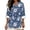 Blue Flower Leaves, variant on Blue Flower Print Womens Long Sleeve Tops Cotton Linen Shirts Notch V Neck Casual Loose Fit Blouses Boho Fashion Graphic Tee for Beach Travel, Size M