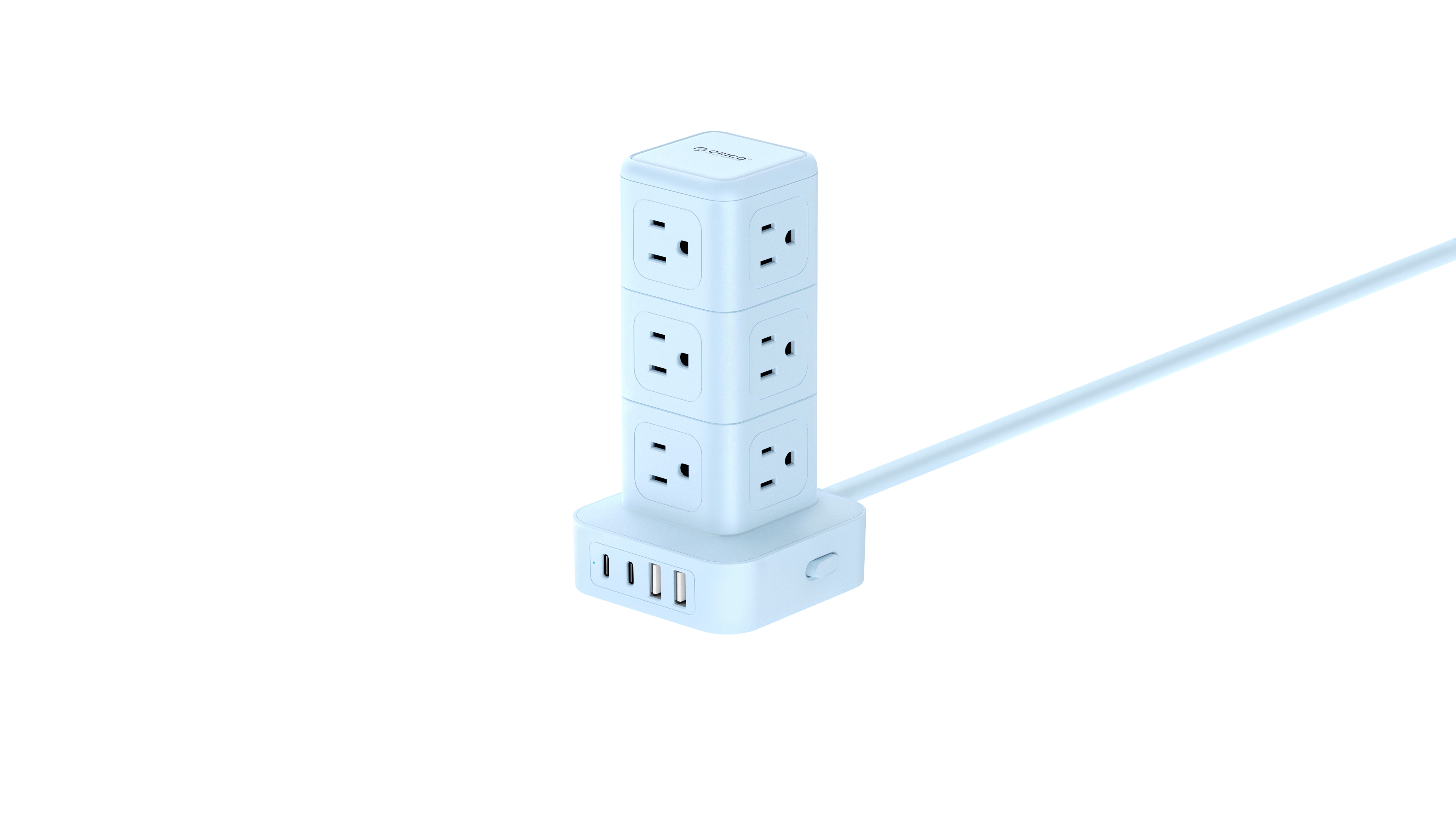 ORICO Power Strip Tower with Multiple Outlets, Tower Extension Cord with 12 AC Outlets 4 USB Ports (2 USB C), Space Saving Design, 5FT Cord Power Tower for Home, Office, Dorm - TPP20 (Purple)