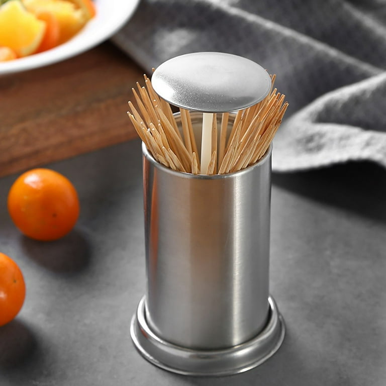 Travelwant Toothpick Holder, Stainless Steel Toothpick Holder Dispenser, Thickening Toothpicks Container Pocket Novelty Toothpick Storage Box Silver
