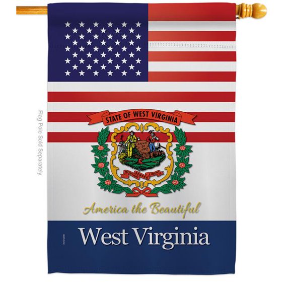 Americana Home & Garden H140600-BO 28 x 40 in. USA West Virginia American State Vertical House Flag with Double-Sided Decorative Banner Garden Yard Gift