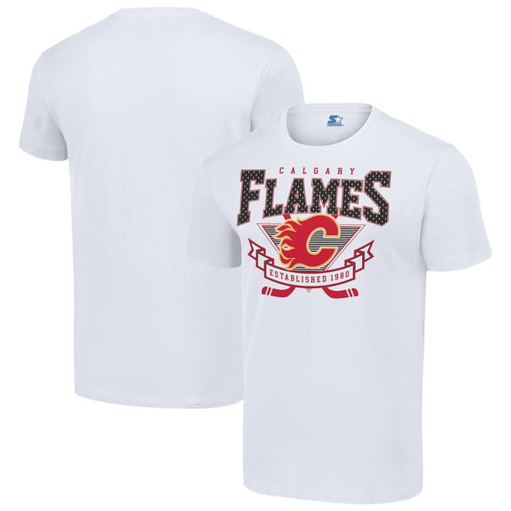 Men's Starter White Calgary Flames Team Logo Graphic T-Shirt